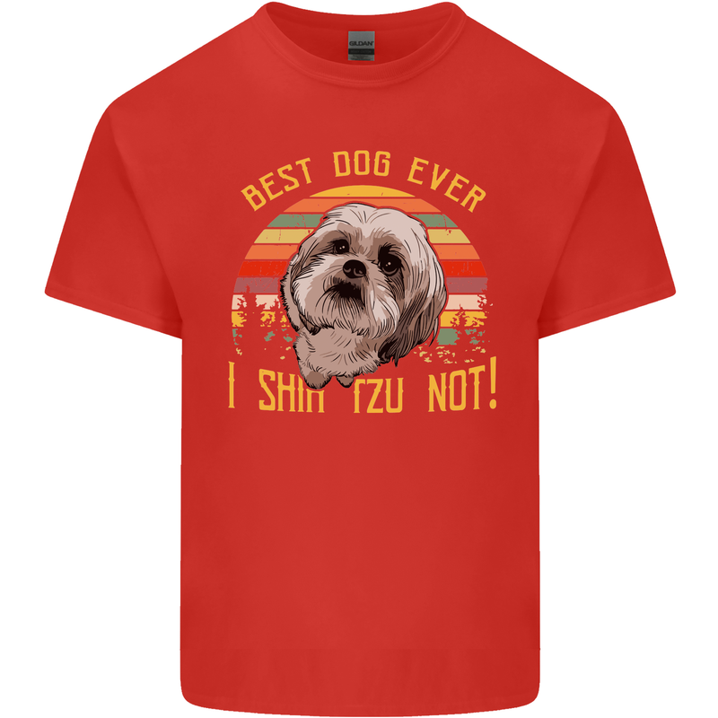 Best Dog Ever I Shih Tzu Not Funny Mens Cotton T-Shirt Tee Top Red