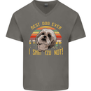 Best Dog Ever I Shih Tzu Not Funny Mens V-Neck Cotton T-Shirt Charcoal