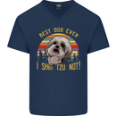 Best Dog Ever I Shih Tzu Not Funny Mens V-Neck Cotton T-Shirt Navy Blue