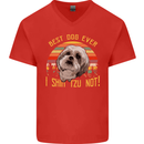 Best Dog Ever I Shih Tzu Not Funny Mens V-Neck Cotton T-Shirt Red