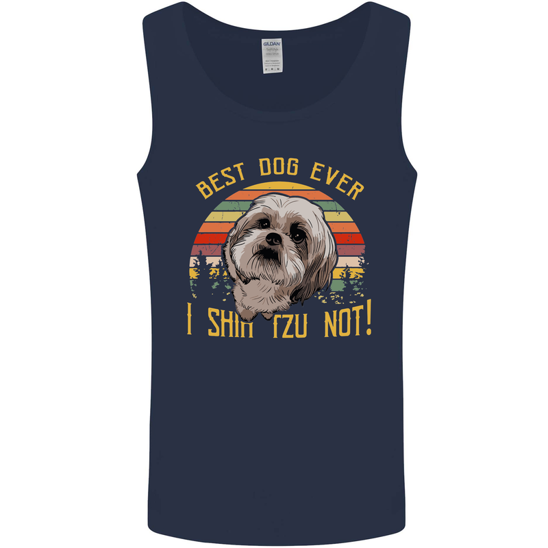 Best Dog Ever I Shih Tzu Not Funny Mens Vest Tank Top Navy Blue