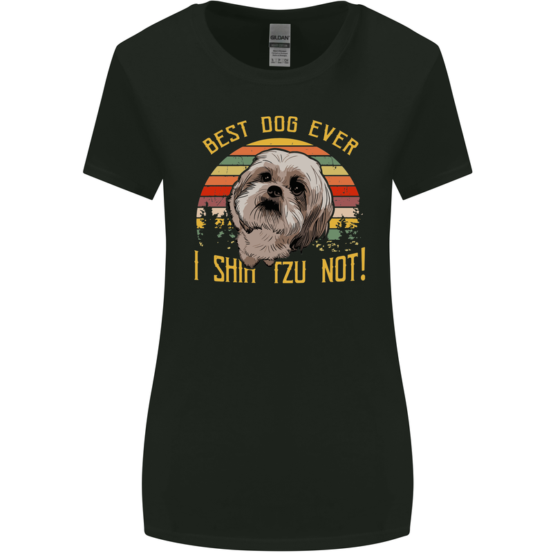 Best Dog Ever I Shih Tzu Not Funny Womens Wider Cut T-Shirt Black