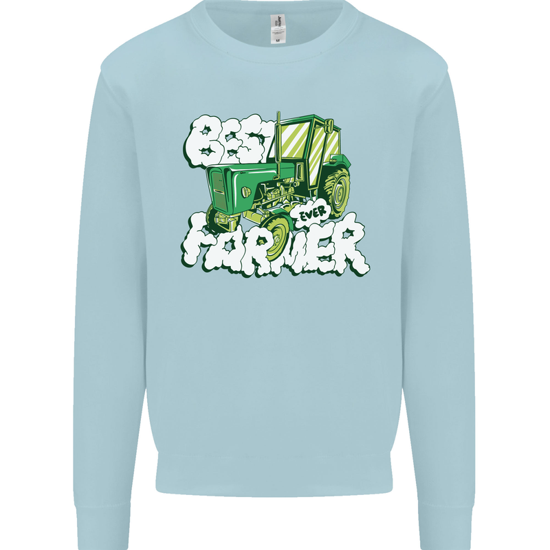Best Farmer Ever Fathers Day Farming Kids Sweatshirt Jumper Light Blue