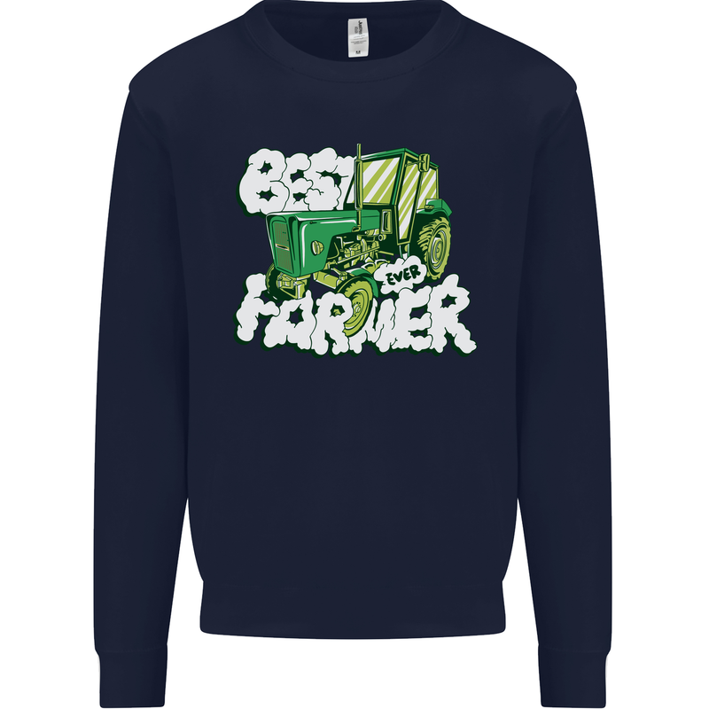 Best Farmer Ever Fathers Day Farming Kids Sweatshirt Jumper Navy Blue