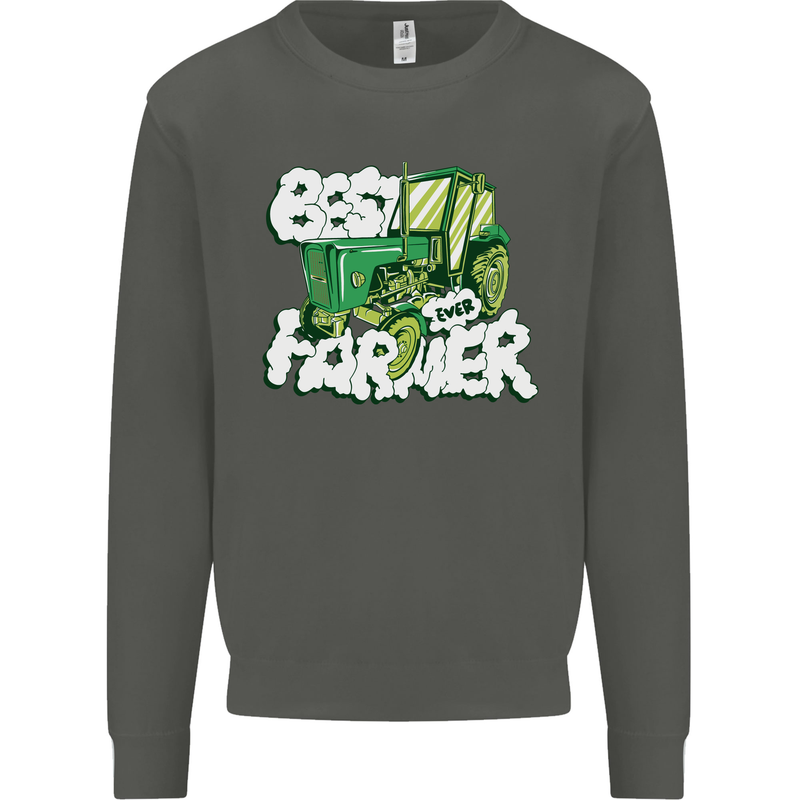 Best Farmer Ever Fathers Day Farming Kids Sweatshirt Jumper Storm Grey