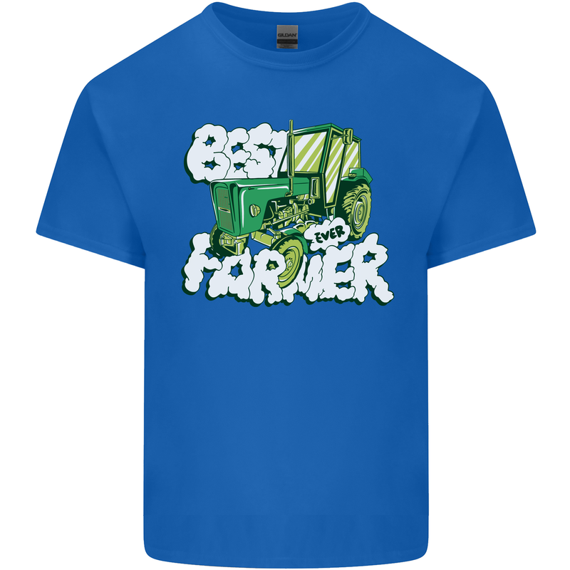 Best Farmer Ever Fathers Day Farming Kids T-Shirt Childrens Royal Blue