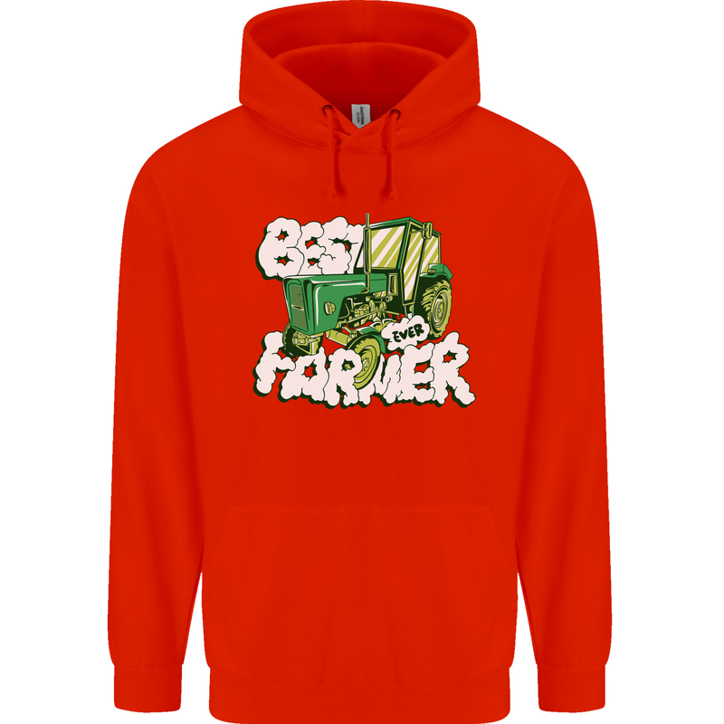 Best Farmer Ever Fathers Day Farming Mens 80% Cotton Hoodie Bright Red