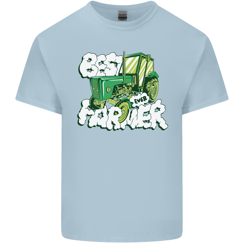 Best Farmer Ever Fathers Day Farming Mens Cotton T-Shirt Tee Top Light Blue