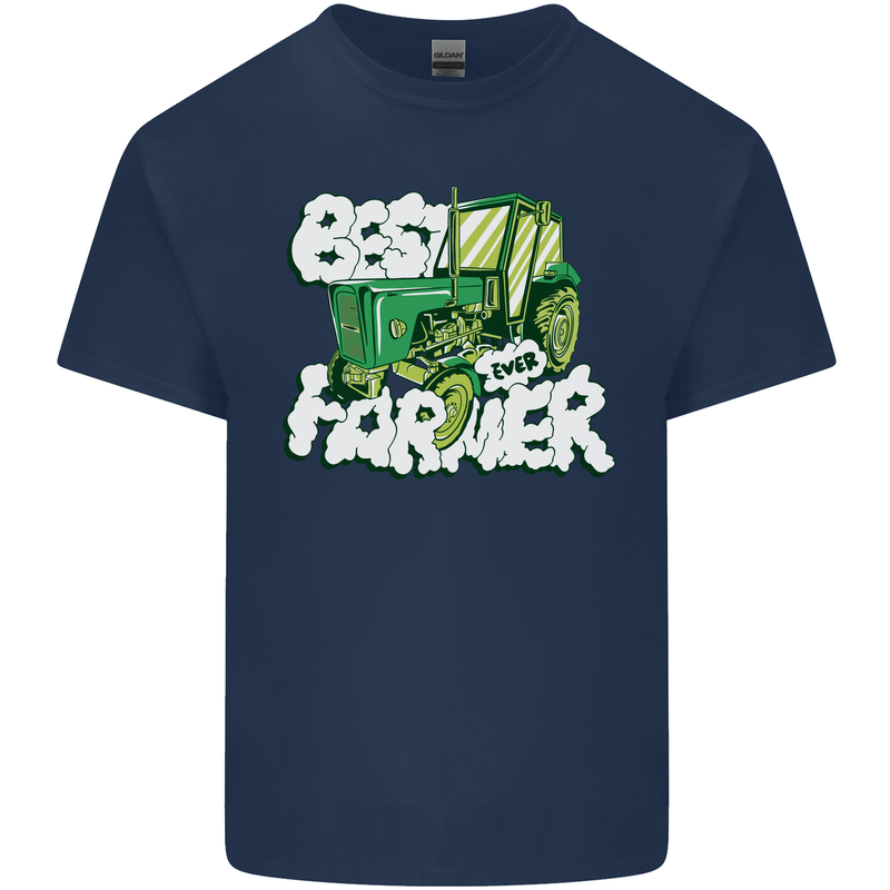 Best Farmer Ever Fathers Day Farming Mens Cotton T-Shirt Tee Top Navy Blue