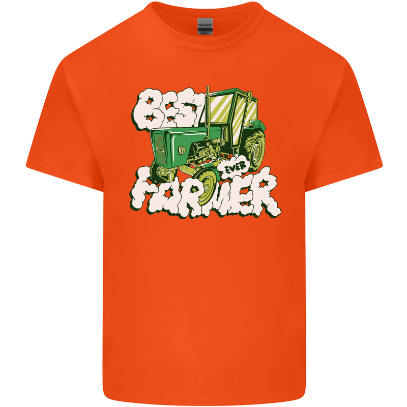 Best Farmer Ever Fathers Day Farming Mens Cotton T-Shirt Tee Top Orange