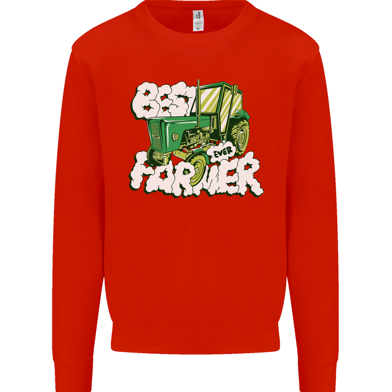 Best Farmer Ever Fathers Day Farming Mens Sweatshirt Jumper Bright Red