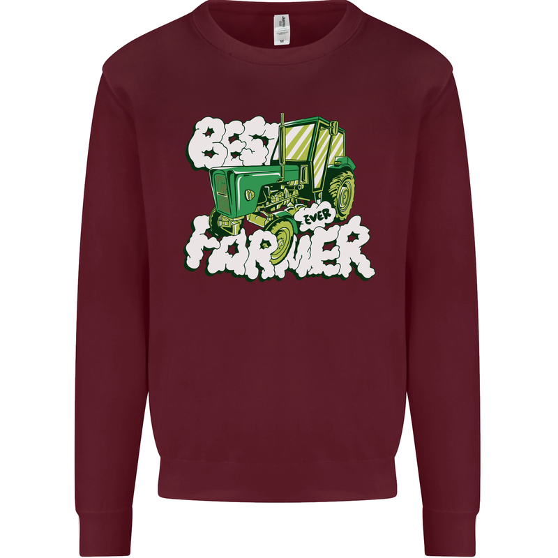 Best Farmer Ever Fathers Day Farming Mens Sweatshirt Jumper Maroon