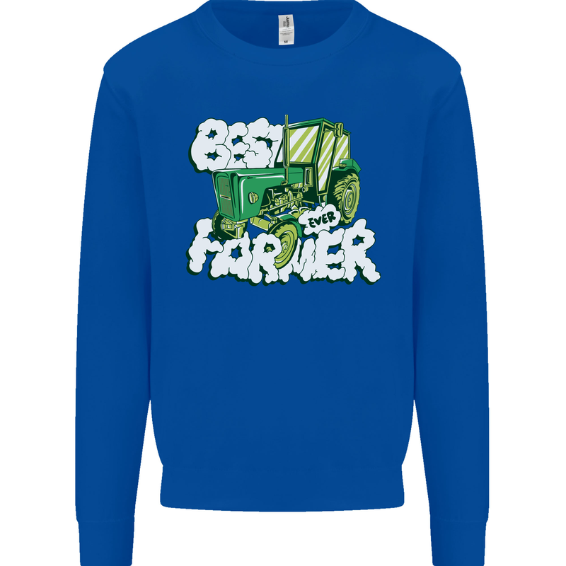 Best Farmer Ever Fathers Day Farming Mens Sweatshirt Jumper Royal Blue
