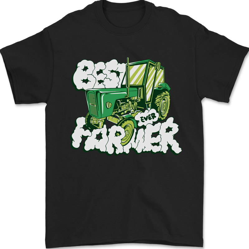 Best Farmer Ever Fathers Day Farming Mens T-Shirt 100% Cotton Black