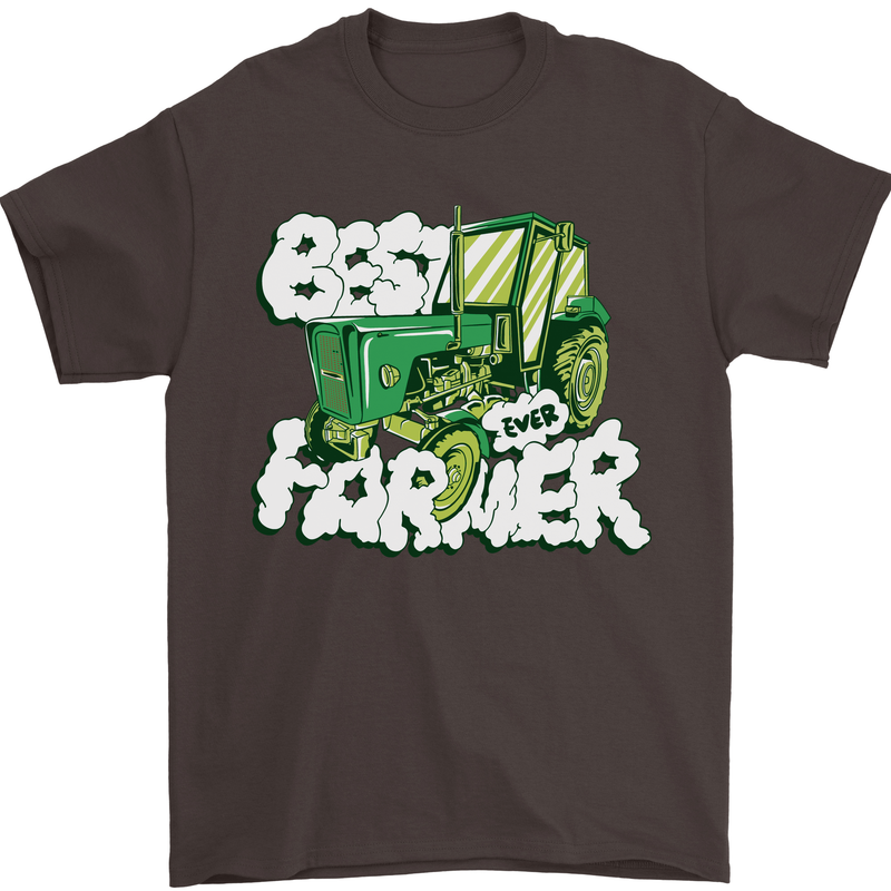 Best Farmer Ever Fathers Day Farming Mens T-Shirt 100% Cotton Dark Chocolate