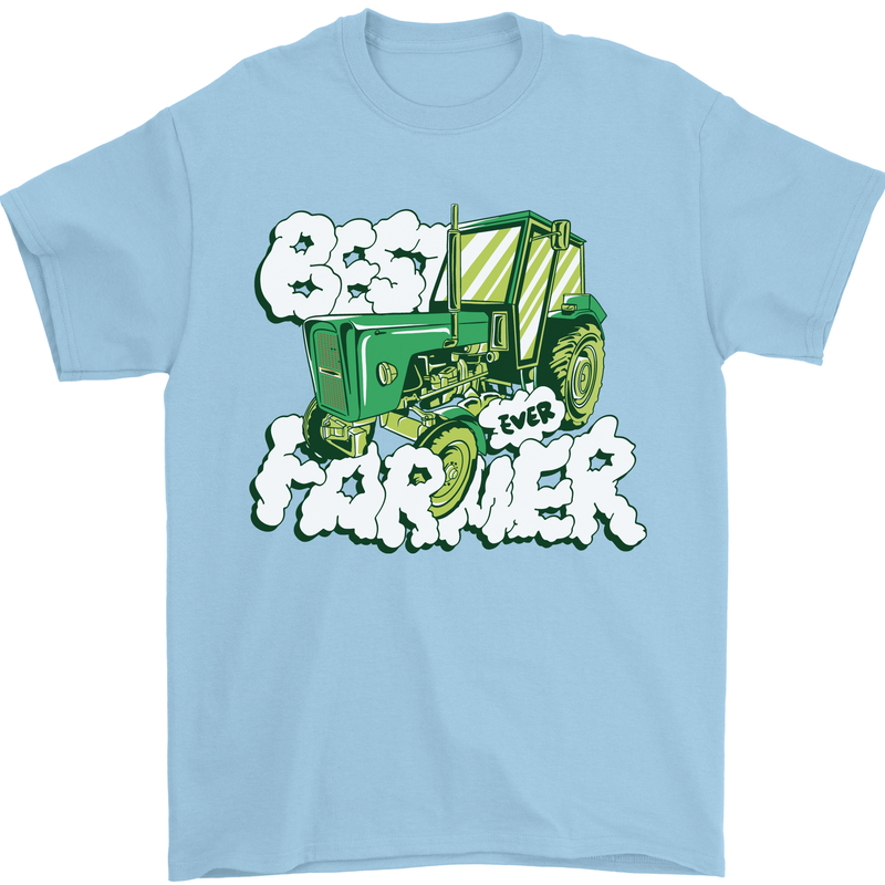 Best Farmer Ever Fathers Day Farming Mens T-Shirt 100% Cotton Light Blue