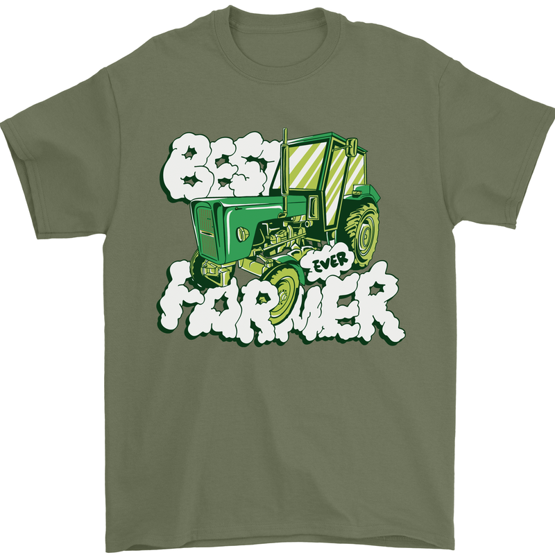 Best Farmer Ever Fathers Day Farming Mens T-Shirt 100% Cotton Military Green