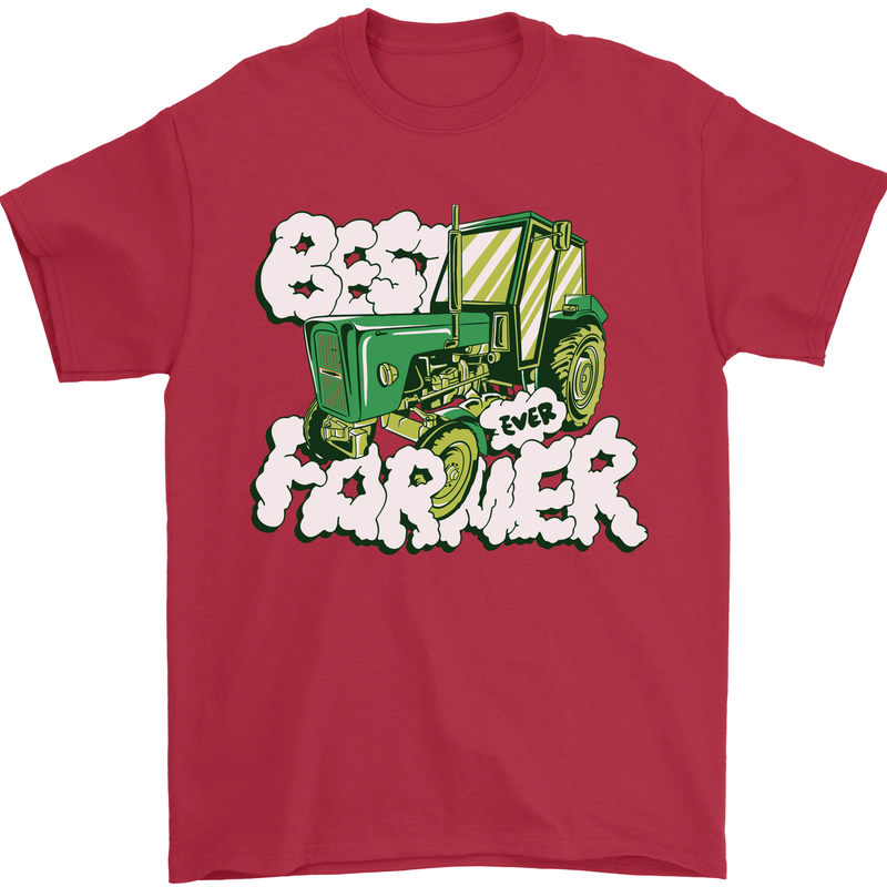 Best Farmer Ever Fathers Day Farming Mens T-Shirt 100% Cotton Red