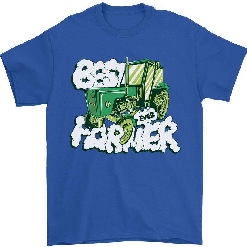 Best Farmer Ever Fathers Day Farming Mens T-Shirt 100% Cotton Royal Blue