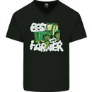 Best Farmer Ever Fathers Day Farming Mens V-Neck Cotton T-Shirt Black