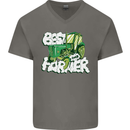 Best Farmer Ever Fathers Day Farming Mens V-Neck Cotton T-Shirt Charcoal