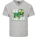 Best Farmer Ever Fathers Day Farming Mens V-Neck Cotton T-Shirt Sports Grey