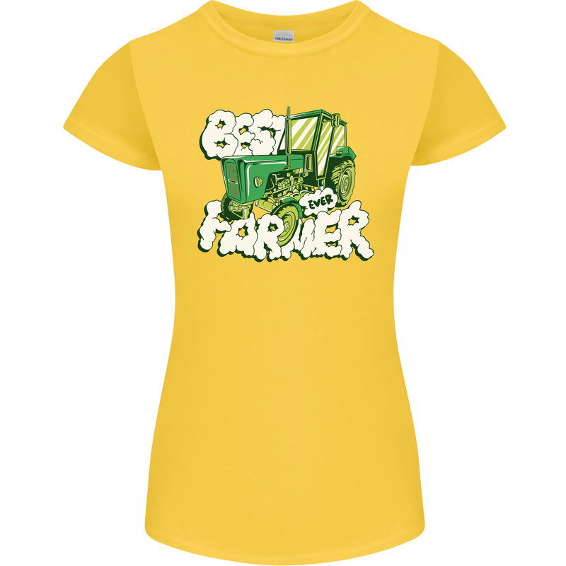 Best Farmer Ever Fathers Day Farming Womens Petite Cut T-Shirt Yellow