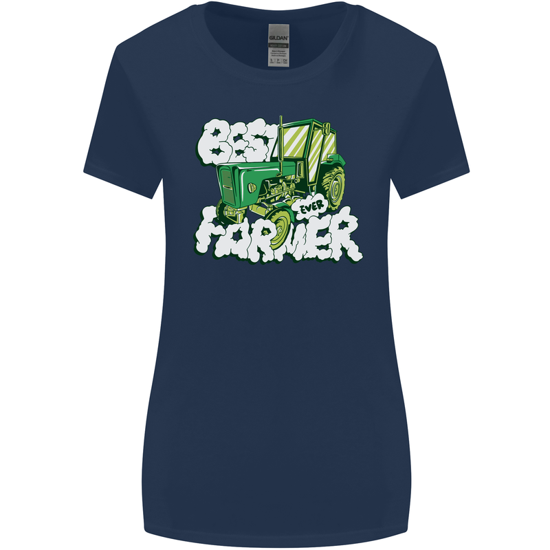 Best Farmer Ever Fathers Day Farming Womens Wider Cut T-Shirt Navy Blue