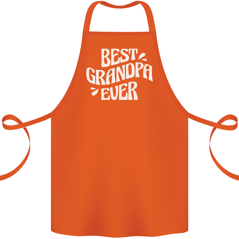 Best Grandpa Ever Grandparents Day Cotton Apron 100% Organic Orange