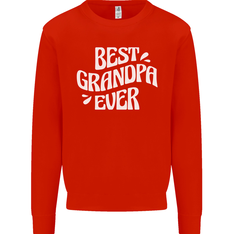 Best Grandpa Ever Grandparents Day Kids Sweatshirt Jumper Bright Red