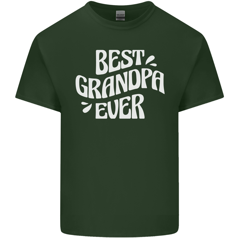 Best Grandpa Ever Grandparents Day Mens Cotton T-Shirt Tee Top Forest Green