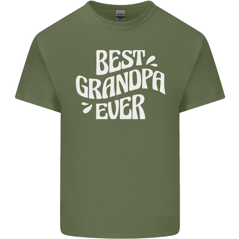 Best Grandpa Ever Grandparents Day Mens Cotton T-Shirt Tee Top Military Green