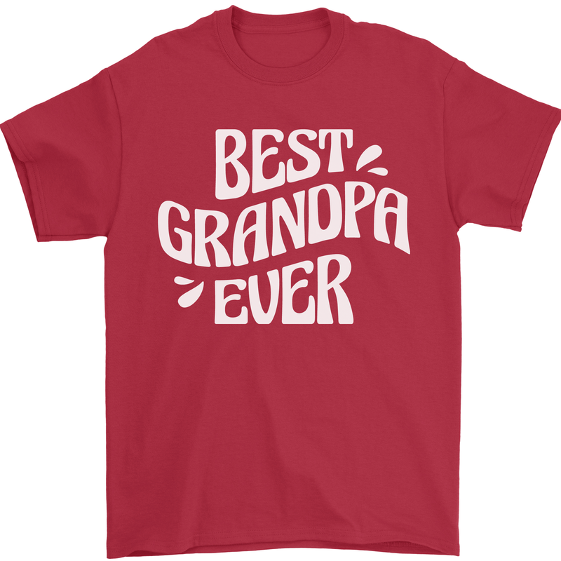 Best Grandpa Ever Grandparents Day Mens T-Shirt 100% Cotton Red