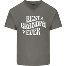 Best Grandpa Ever Grandparents Day Mens V-Neck Cotton T-Shirt Charcoal