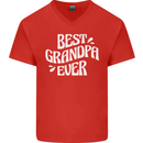 Best Grandpa Ever Grandparents Day Mens V-Neck Cotton T-Shirt Red