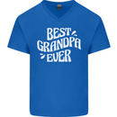 Best Grandpa Ever Grandparents Day Mens V-Neck Cotton T-Shirt Royal Blue
