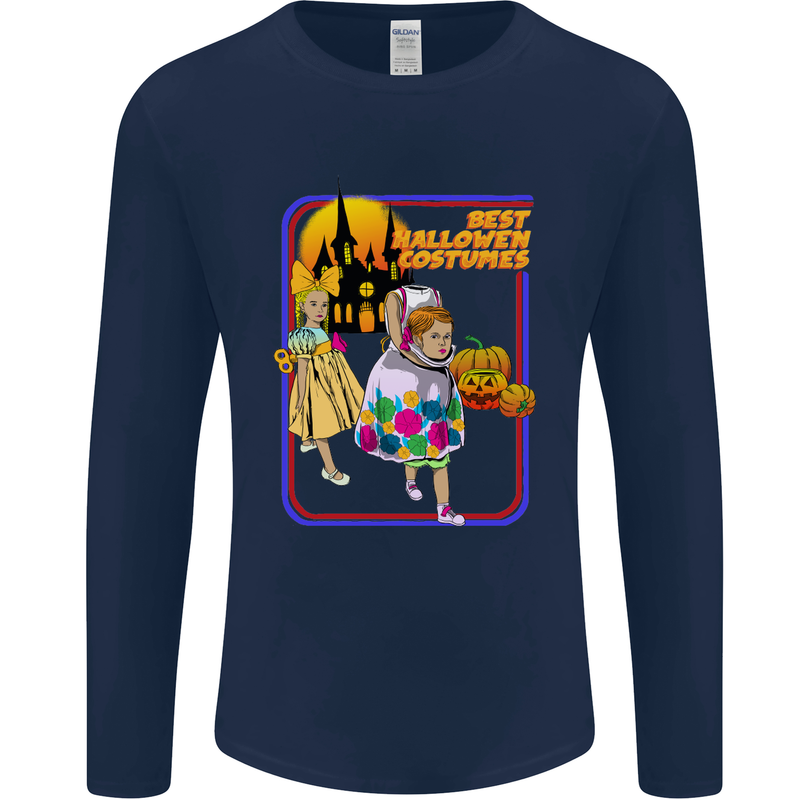 Best Halloween Costumes Horror Pumpkin Mens Long Sleeve T-Shirt Navy Blue