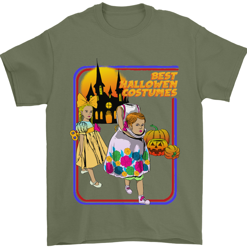 Best Halloween Costumes Horror Pumpkin Mens T-Shirt Cotton Gildan Military Green