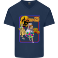 Best Halloween Costumes Horror Pumpkin Mens V-Neck Cotton T-Shirt Navy Blue
