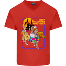 Best Halloween Costumes Horror Pumpkin Mens V-Neck Cotton T-Shirt Red