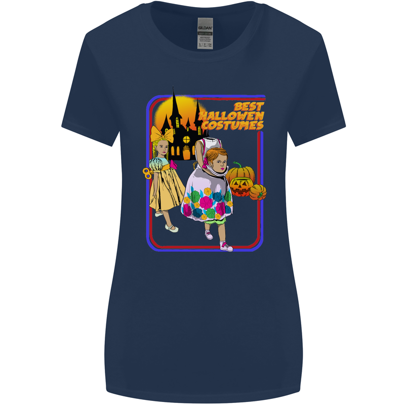 Best Halloween Costumes Horror Pumpkin Womens Wider Cut T-Shirt Navy Blue