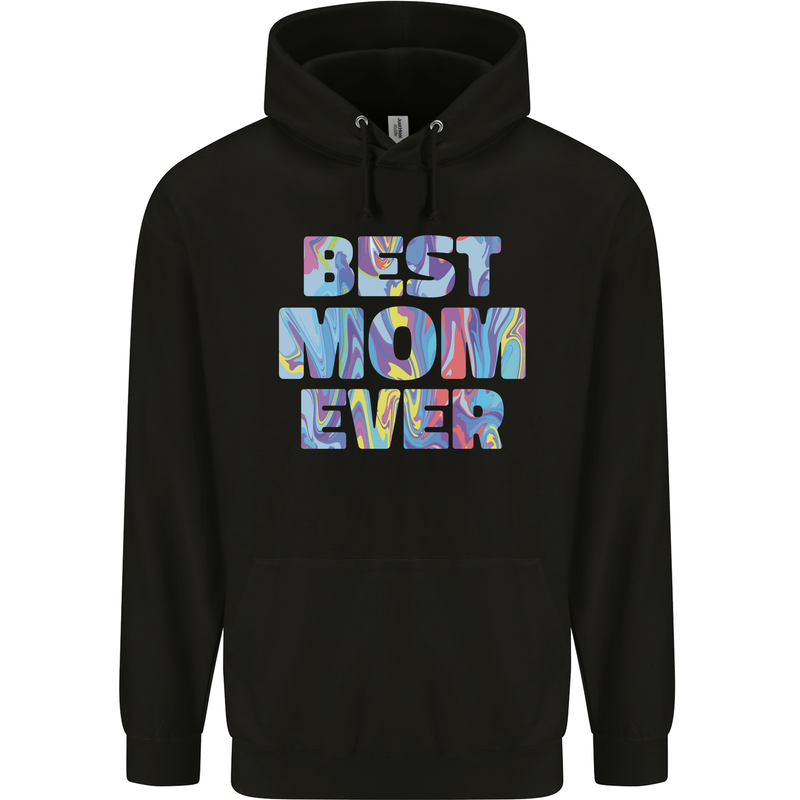 Best Mom Ever Tie Died Effect Mother's Day Mens 80% Cotton Hoodie Black