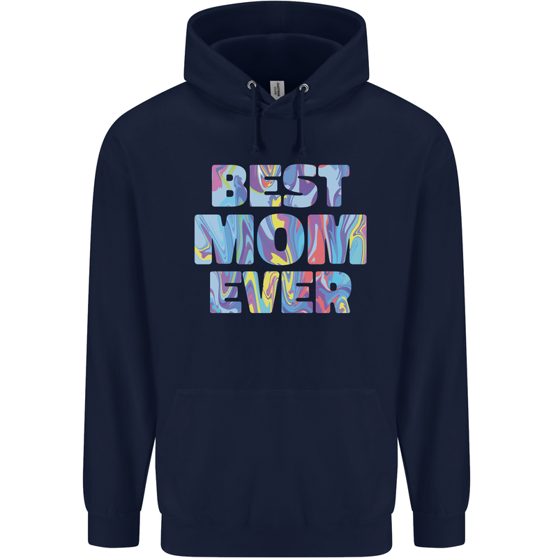 Best Mom Ever Tie Died Effect Mother's Day Mens 80% Cotton Hoodie Navy Blue