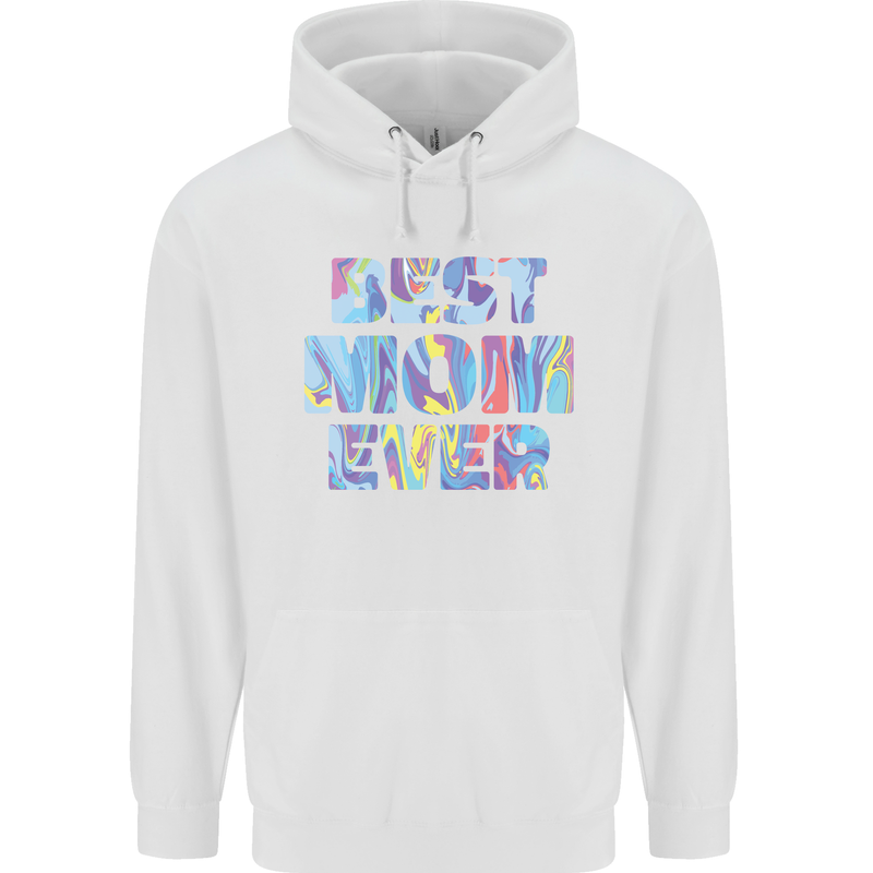 Best Mom Ever Tie Died Effect Mother's Day Mens 80% Cotton Hoodie White