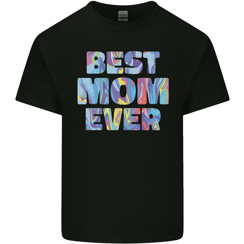 Best Mom Ever Tie Died Effect Mother's Day Mens Cotton T-Shirt Tee Top Black