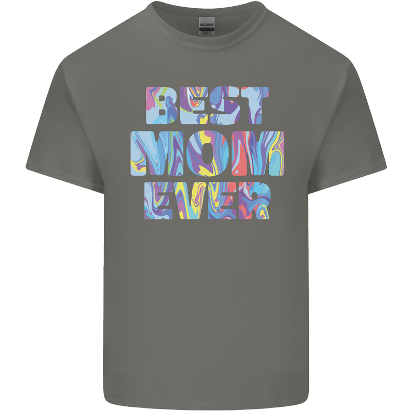 Best Mom Ever Tie Died Effect Mother's Day Mens Cotton T-Shirt Tee Top Charcoal