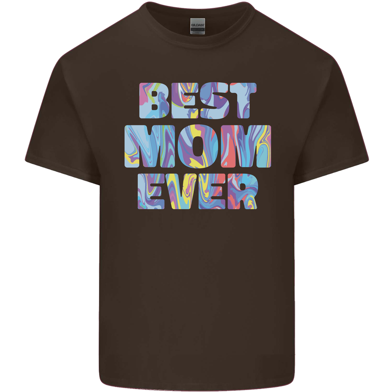 Best Mom Ever Tie Died Effect Mother's Day Mens Cotton T-Shirt Tee Top Dark Chocolate