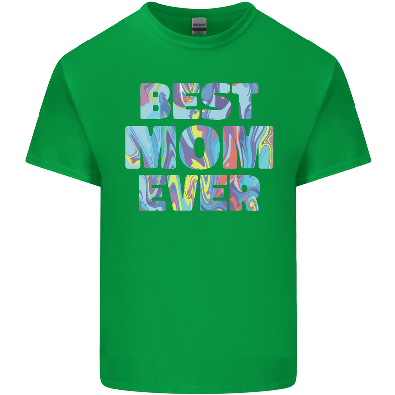 Best Mom Ever Tie Died Effect Mother's Day Mens Cotton T-Shirt Tee Top Irish Green