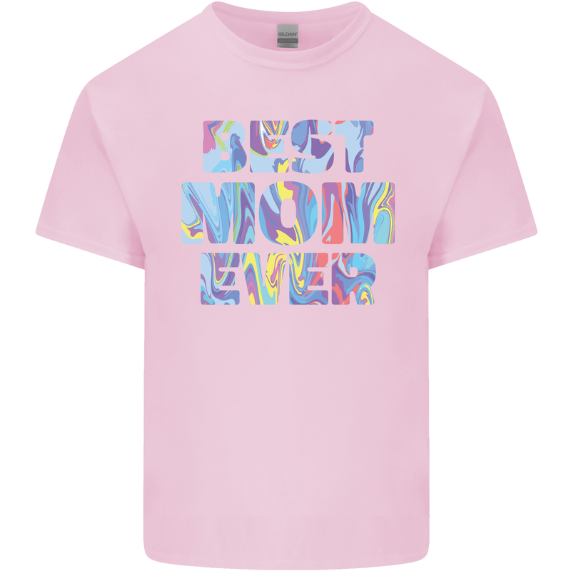 Best Mom Ever Tie Died Effect Mother's Day Mens Cotton T-Shirt Tee Top Light Pink
