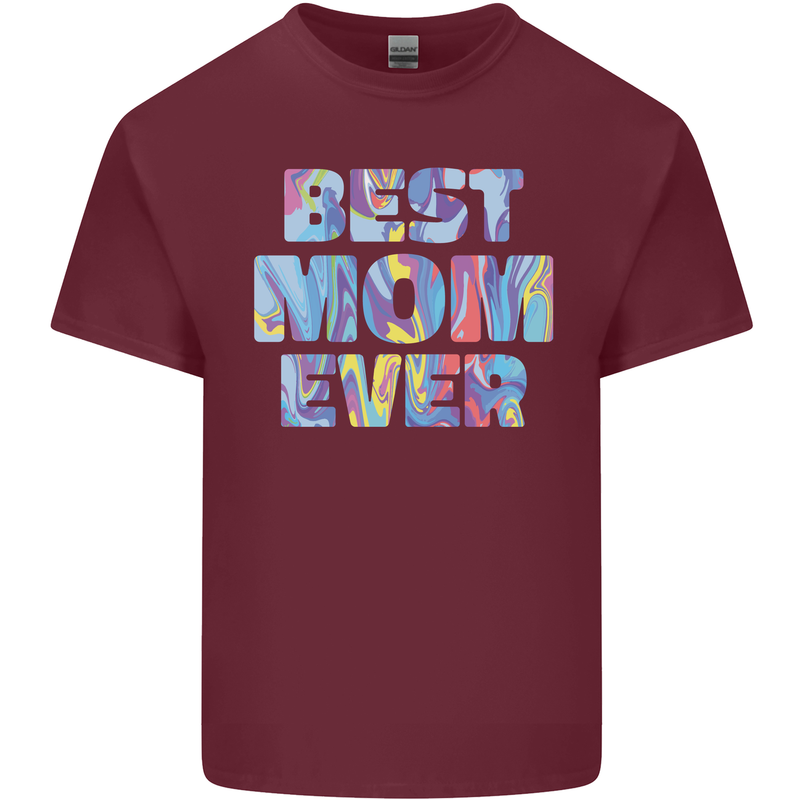 Best Mom Ever Tie Died Effect Mother's Day Mens Cotton T-Shirt Tee Top Maroon